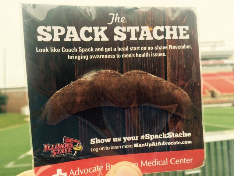 Illinois State University football Spackstache game giveaway